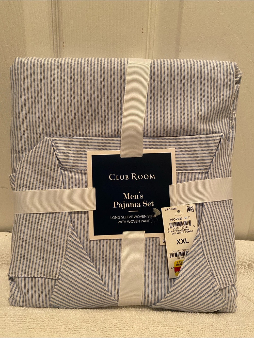Club Room Men's Woven Pajama Set - Blue & White Pinstripe…size XXL